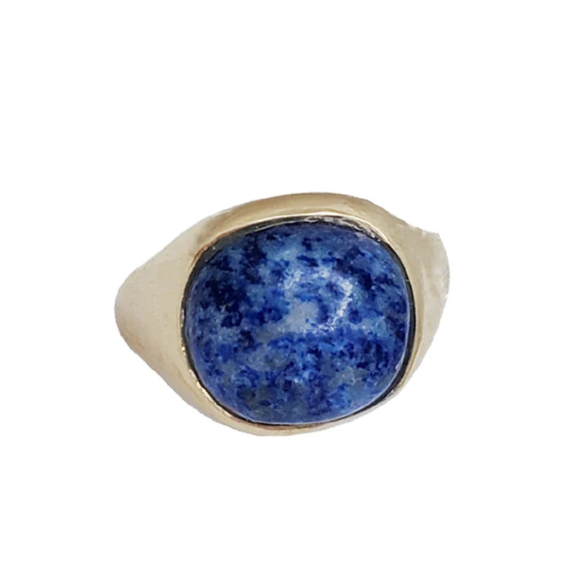 Vintage-Inspired Rings For Bold Brides-Lapis Signet Ring (14K)