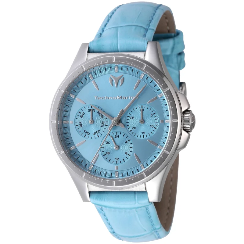 Watches With Artistic Features-Technomarine Women's Watch - MoonSun Quartz Day-Date Light Blue Dial Strap | TM-822057