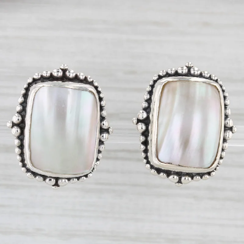 Classic Diamond Stud Earrings-Stephen Dweck Shell Cabochon Clip On Earrings Sterling Silver Statement