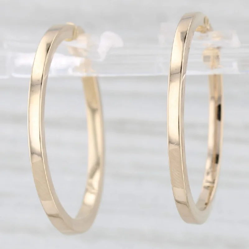 Beautiful Custom Earrings For Unique Gifts-Round Hoop Earrings 14k Yellow Gold Snap Top Hoops 28 x 2mm