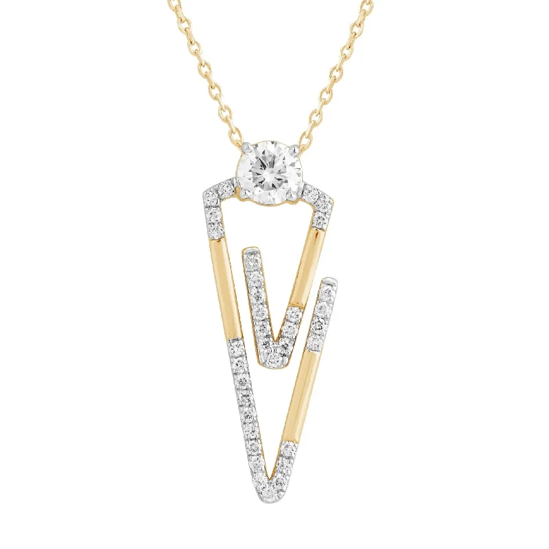 Fashionable Bar Necklaces For Chic Looks-Yellow Gold Diamond Double Open Arrow Necklace