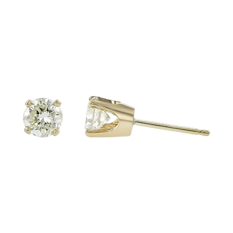 Beautiful Dangle Earrings For Formal Occasions-14K Yellow Gold Diamond Stud Earrings