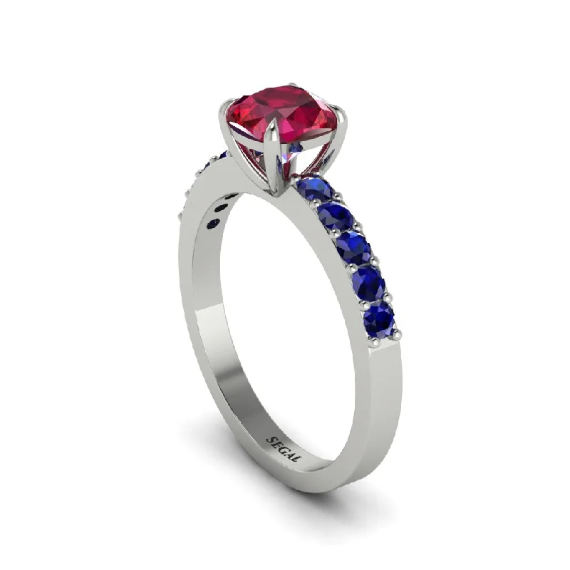 Fashionable Engagement Rings For Brides-Cushion-Cut Ruby Classic Elegance Engagement Ring - Demi No. 72