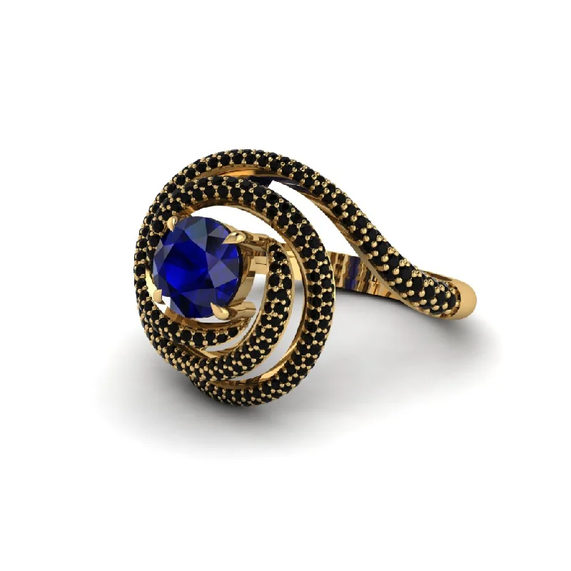 Simple Stackable Rings For Trendy Fashion-Sapphire Double Halo Swirling Engagement Ring - Serena No. 43