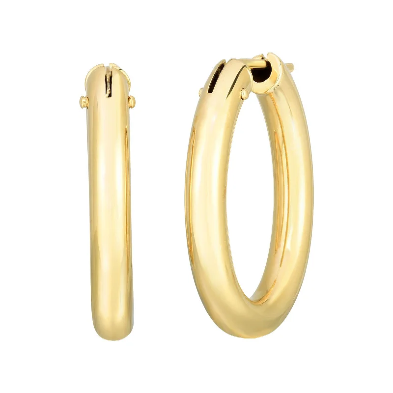 Stunning Pearl Earrings For Formal Wear-18K Gold Small Oval Hoop Earrings