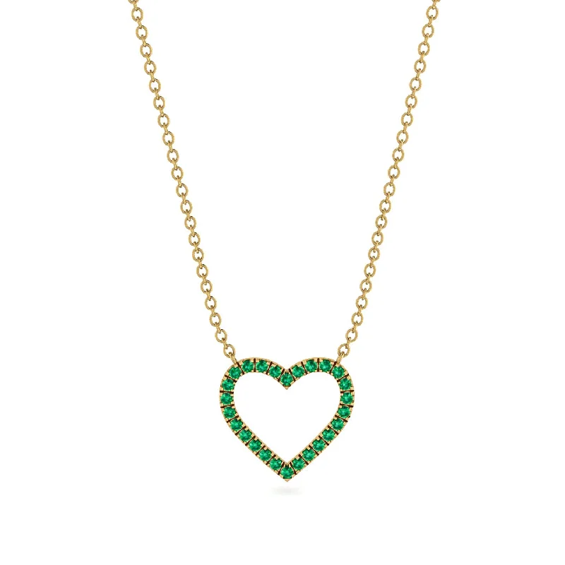 Personalized Infinity Pendant Necklaces For Gifts-Heart Shaped Emerald Necklace - Marie No. 4