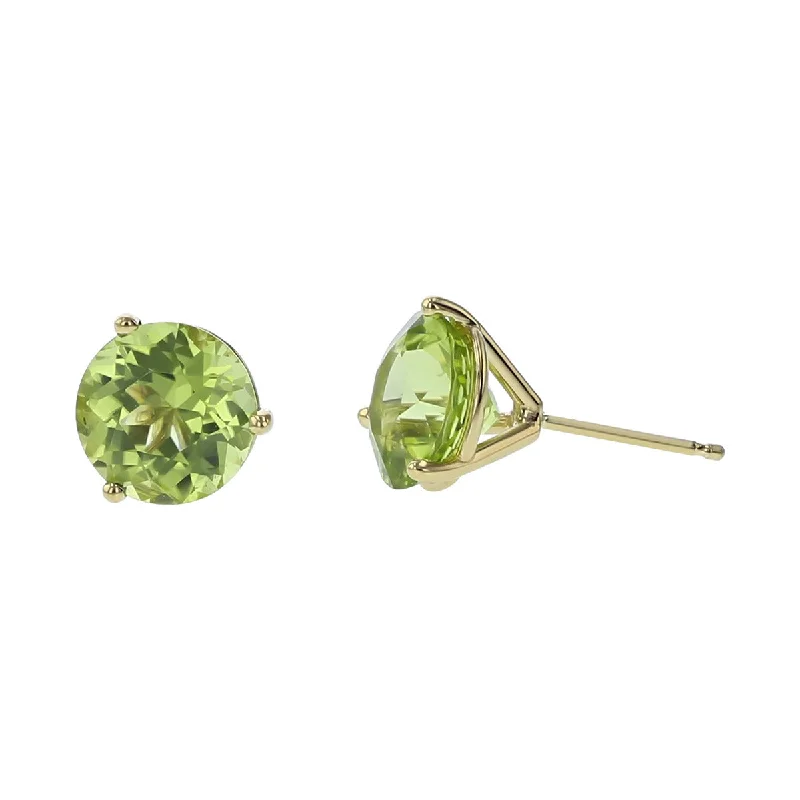 Beautiful Gold Earrings For Special Occasions-14K Yellow Gold Peridot Stud Earrings