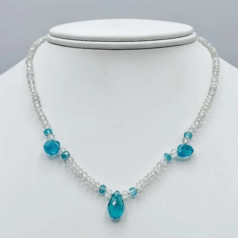 Fashionable Beaded Necklaces For Colorful Looks-Moonstone Faceted with Apatite Bead and Briolette Necklace