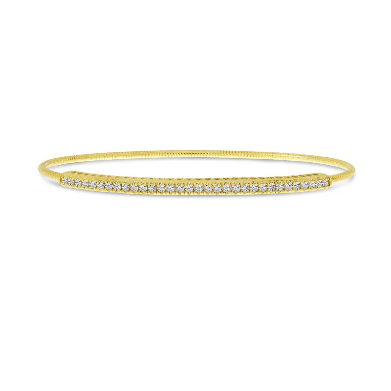 Bracelets With Custom Engravings-14K Yellow Gold Diamond Expandable Bracelet BVB1061