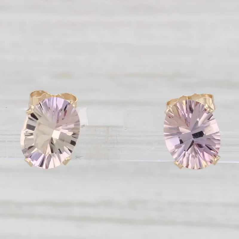 Silver Drop Earrings For Casual Look-2.20ctw Purple Yellow Ametrine Earrings 14k Yellow Gold Oval Solitaire Studs