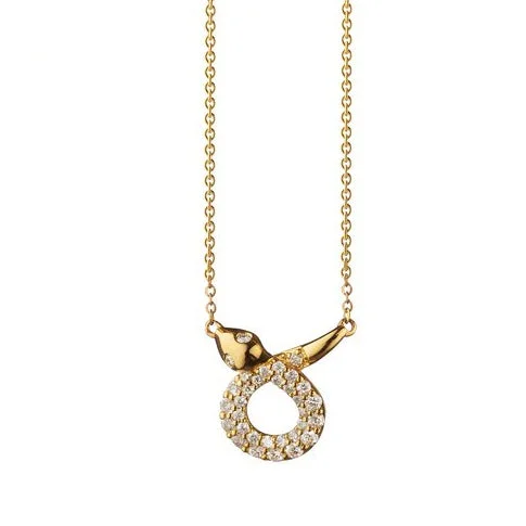 Elegant Pendant Necklaces For Formal Occasions-Monica Rich Kosann "Never Fear" Snake Diamond Necklace