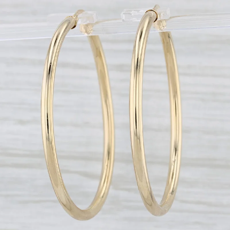 Chunky Hoop Earrings For Everyday Wear-New Round Hoop Earrings 14k Yellow Gold Snap Top Large Hoops 3 x 47 mm