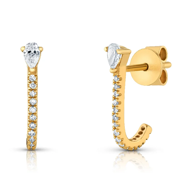 Artistic Handmade Earrings For Women-LOBE CRADLE DIAMOND EARRINGS, 14kt Gold