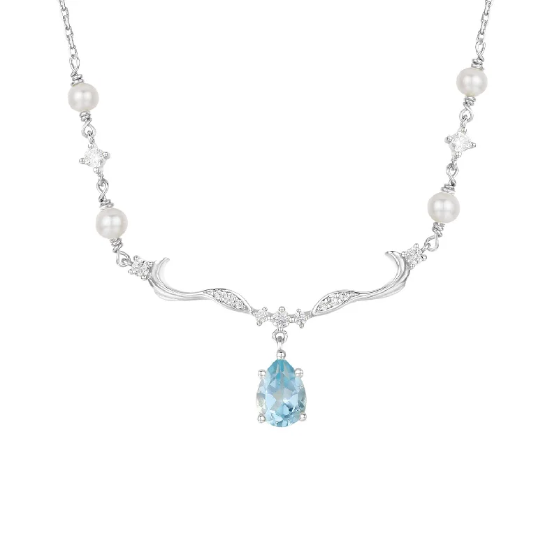 Elegant Bead Necklaces For Trendy Looks-Seabreeze Serenity Blue Topaz Necklace