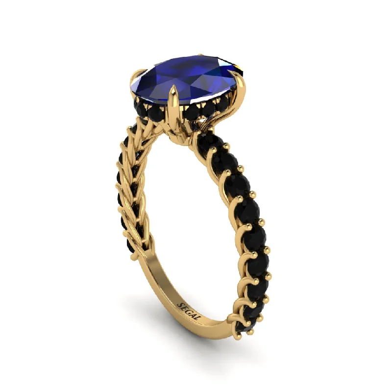 Customizable Gold Rings For Personal Style-Oval-Cut Halo Sapphire Timeless Elegance Engagement Ring - Kelsey No. 43