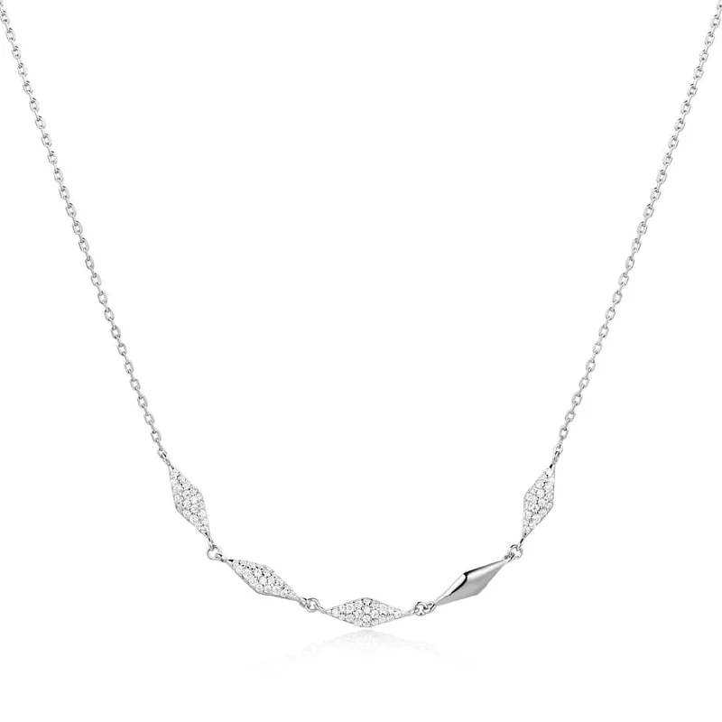 Layered Pearl Chain Necklaces For Bridal Look-Silver Multi Sparkle Necklace