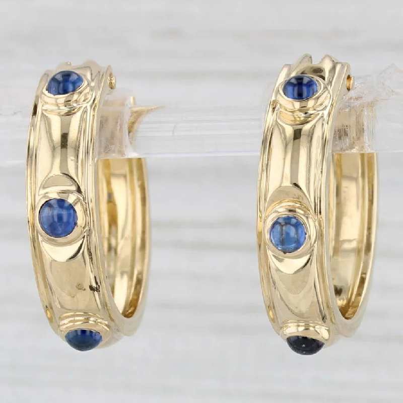 Sparkling Crystal Drop Earrings-Tiffany & Co Blue Sapphire Hoop Earrings 18k Yellow Gold Snap Top Round Hoops