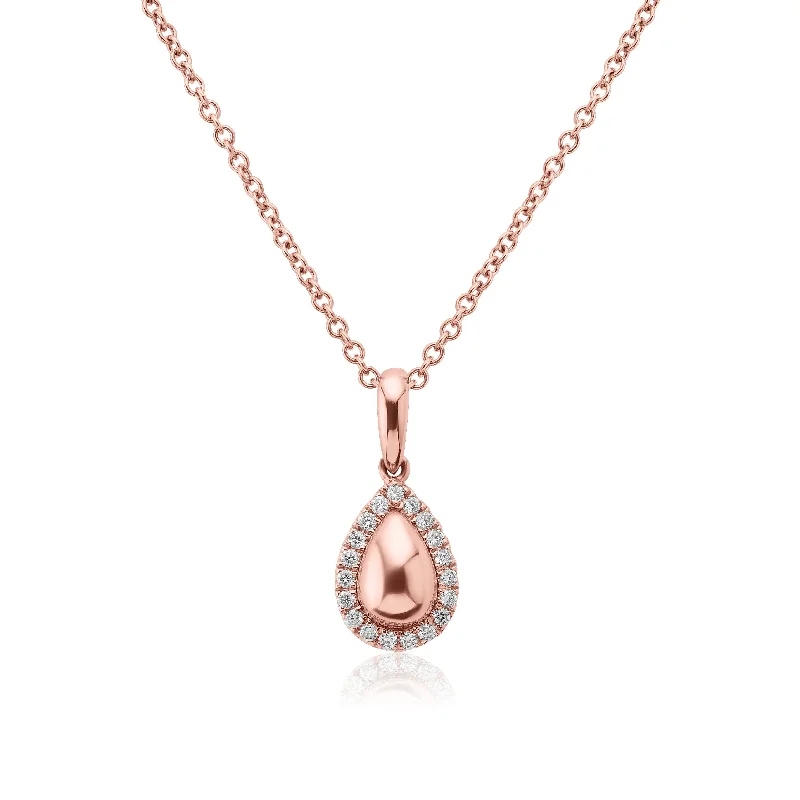 Classic Beaded Necklaces For Timeless Fashion-14k Rose Gold Diamond Necklace