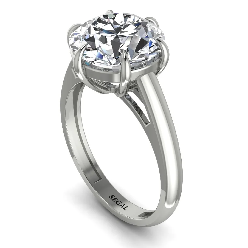 Bold Statement Rings For Fashionistas-Round Cut Diamond Solitaire Engagement Ring - Miranda No. 3