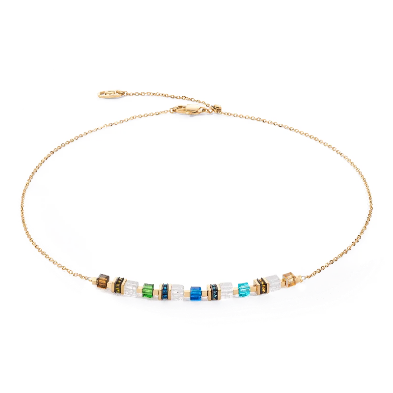 Sparkling Choker Necklaces For Special Occasions-Gold Multicolor Mini Cubes Necklace