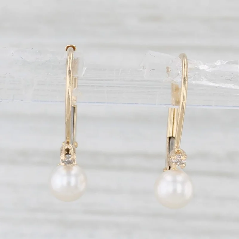 Fashionable Resin Earrings For Summer Look-Cultured Pearl Dangle Earrings 14k Yellow Gold Diamond Accents