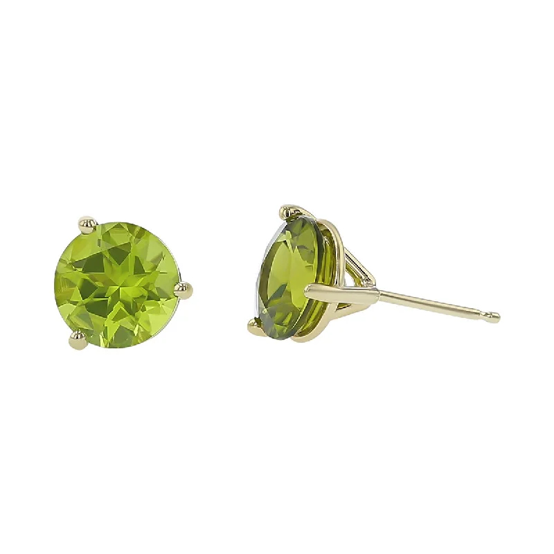 Statement Earrings For Unique Style-14K Yellow Gold Peridot Stud Earrings