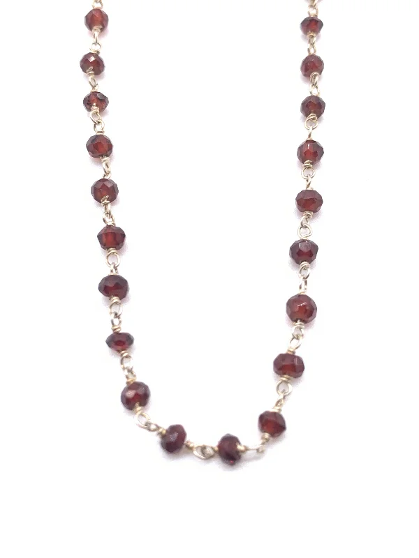 Custom Charm Chain Necklaces For Personalized Gifts-Deep Red Garnets on Gold or Silver