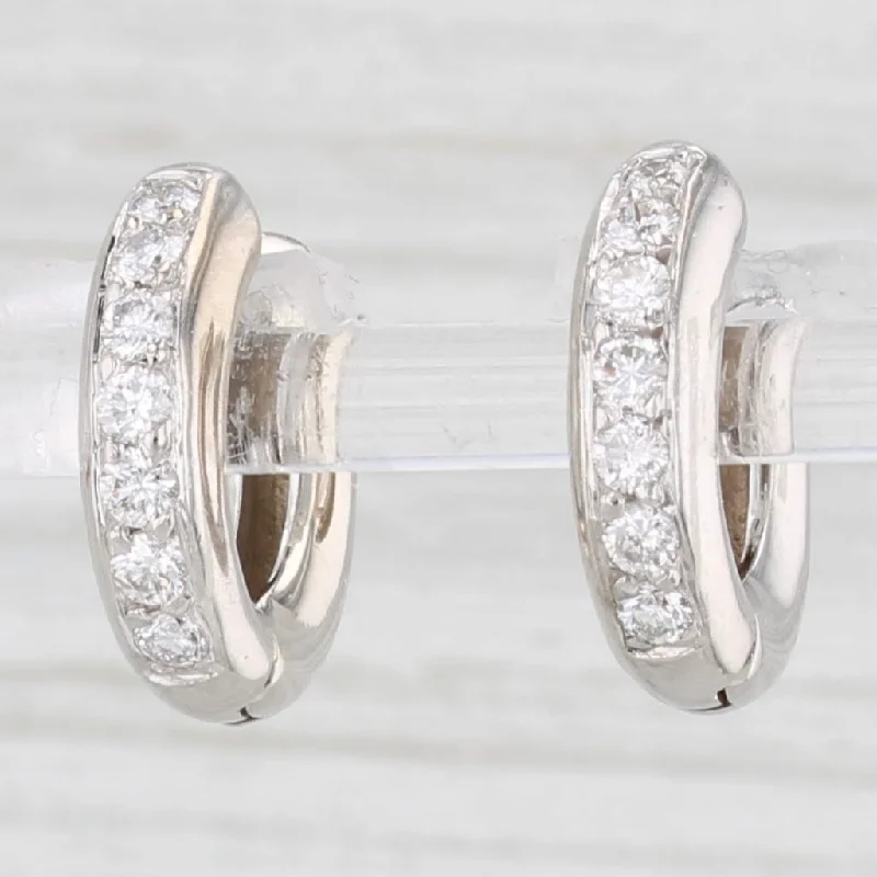 Vintage Crystal Earrings For Romantic Looks-Small 0.50ctw Diamond Hoop Huggie Earrings 14k White Gold Round Hoops