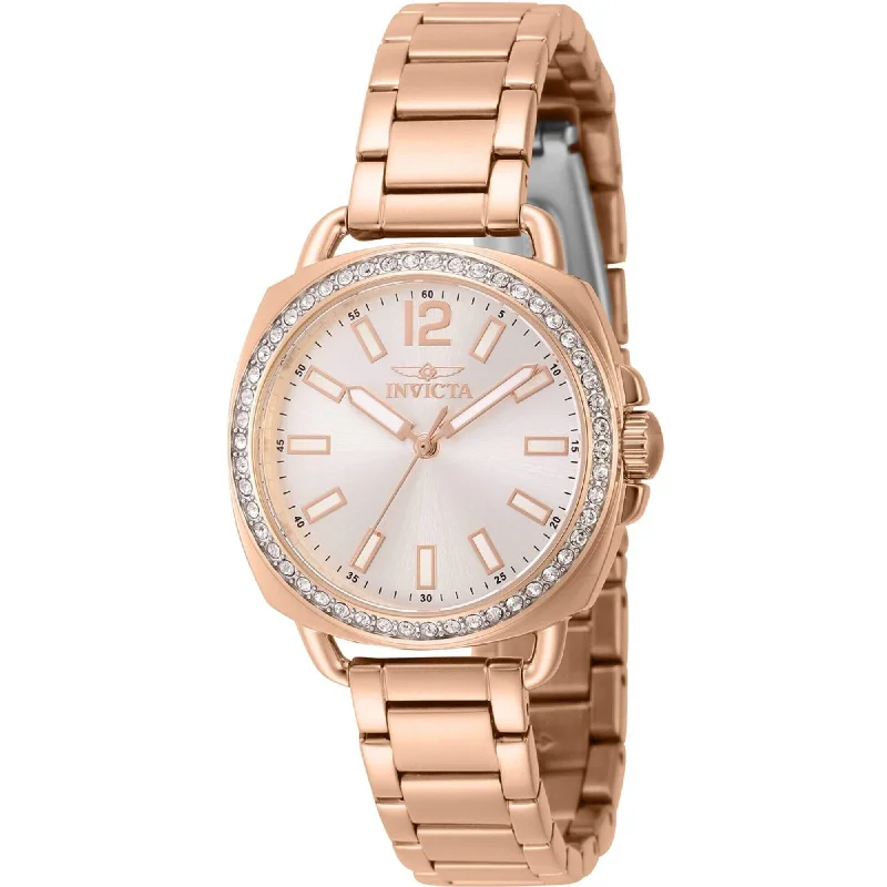 Watches For Bridal Showers-Invicta Women's Watch - Wildflower Quartz Crystal Bezel Silver Tone Dial | 46343