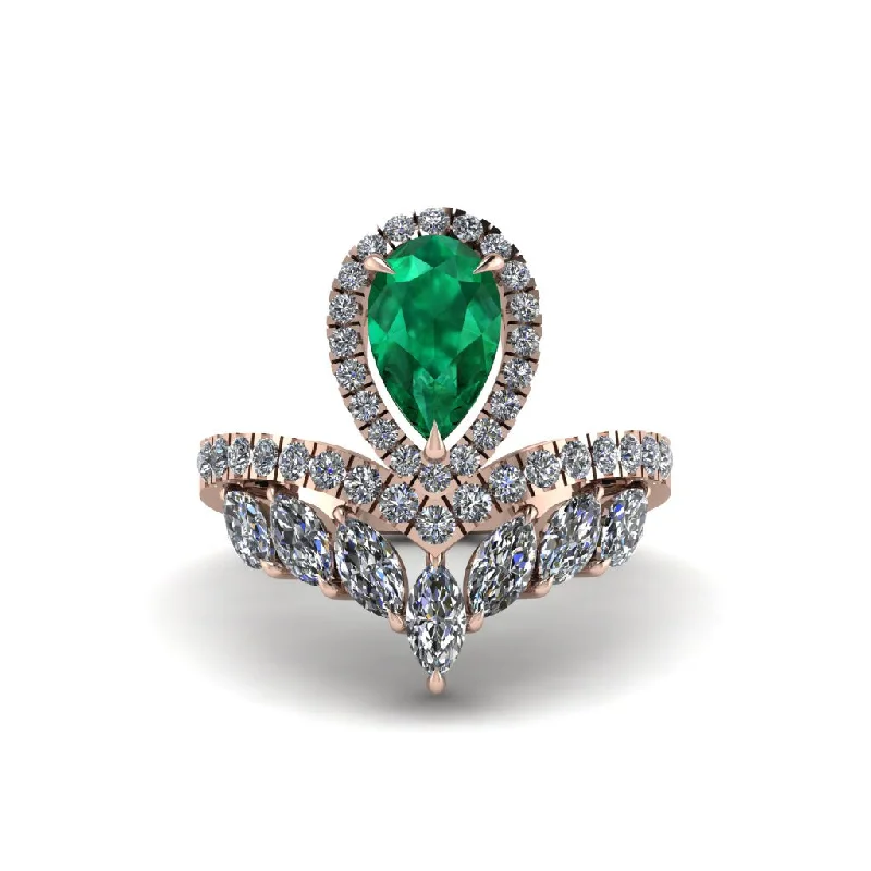 Sparkling Engagement Rings For Unique Brides-Emerald Crown Radiance Engagement Ring - Aviana No. 5