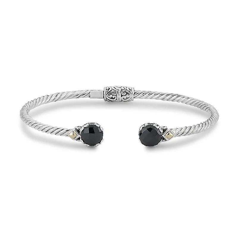 Bangles With Crystal Clear Stones-SAMUEL B. BLACK SPINEL HINGED BANGLE BRACELET