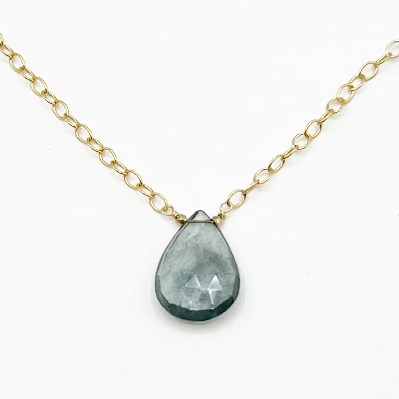 Statement Pendant Necklaces For Bold Style-Moss Aquamarine Briolette Pendant Necklace