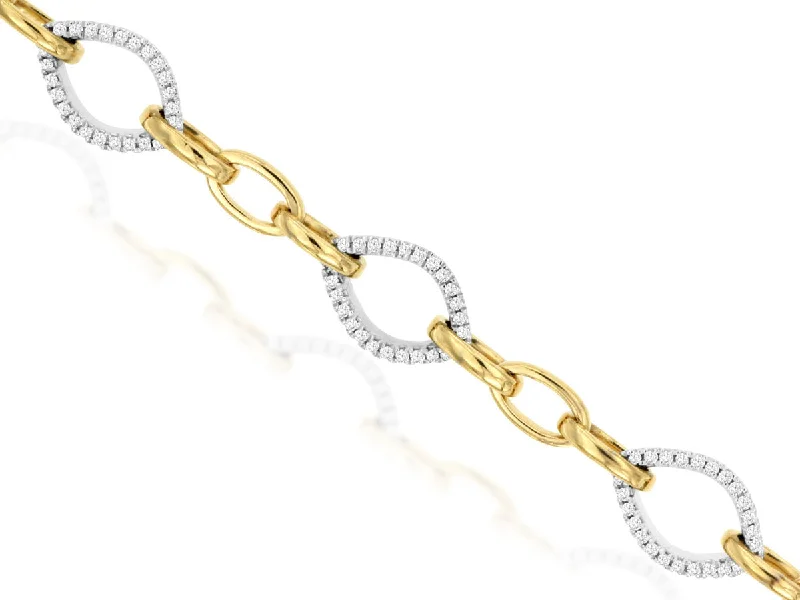 Bracelets With Flexible Fit-14K Yellow Gold Alternating Diamond Bracelet