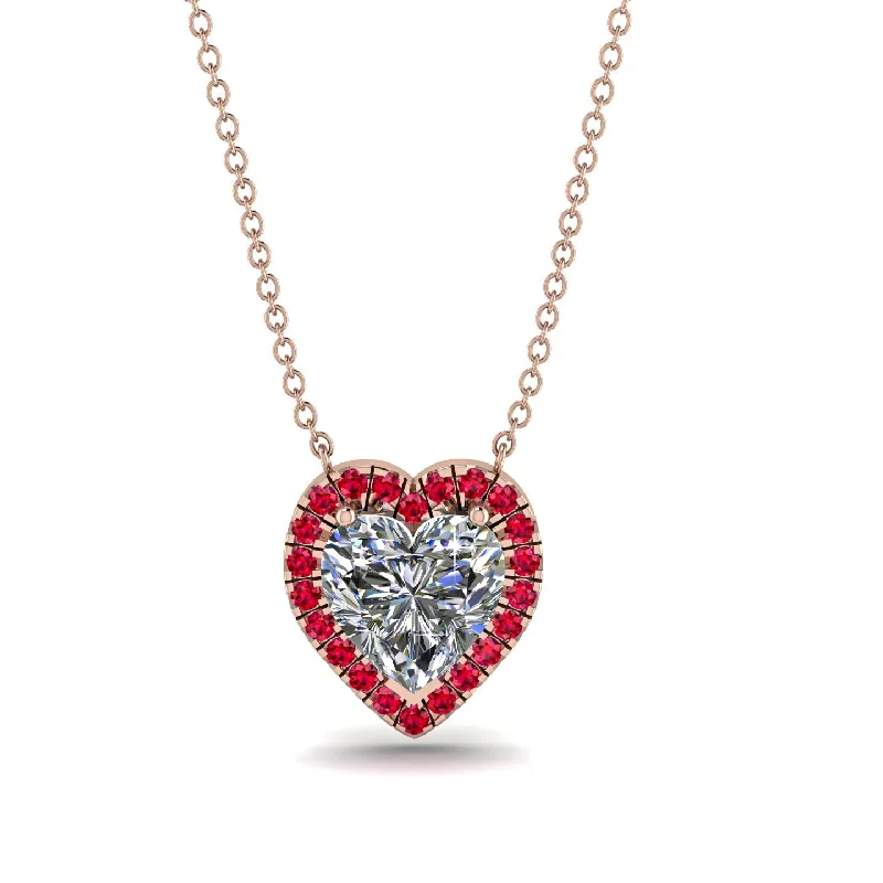 Layered Resin Necklaces For Boho Style-4.7Ct Diamond Halo Heart Necklace - Jaylene No. 47