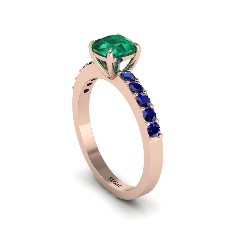 Bold Engagement Rings For Bold Brides-Cushion-Cut Emerald Classic Elegance Engagement Ring - Demi No. 65