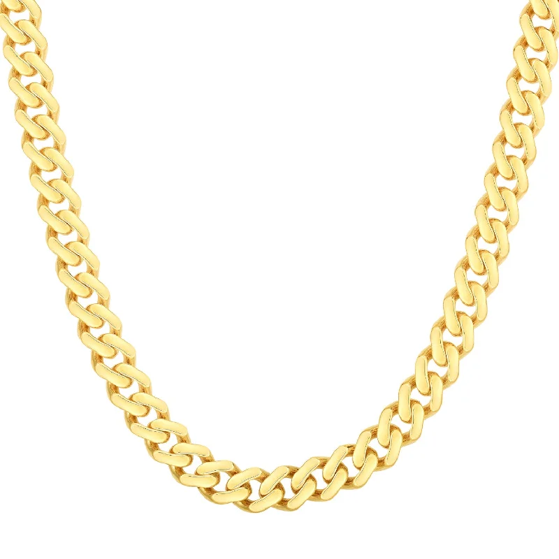 Custom Crystal Necklaces For Personalized Jewelry-14K Yellow Gold 8MM Lite Miami Cuban Chain