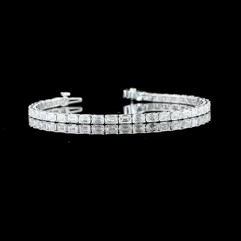 Bracelets With Gemstones-14K White Gold Lab Grown Diamond Tennis Bracelet BC1021