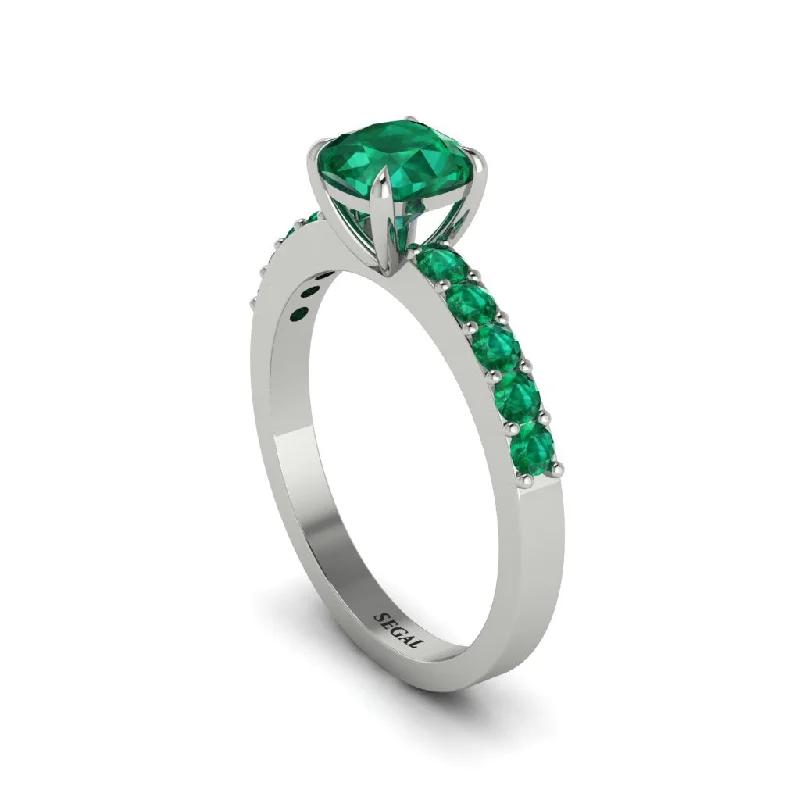 Elegant Diamond Rings For Weddings-Cushion-Cut Emerald Classic Elegance Engagement Ring - Demi No. 21