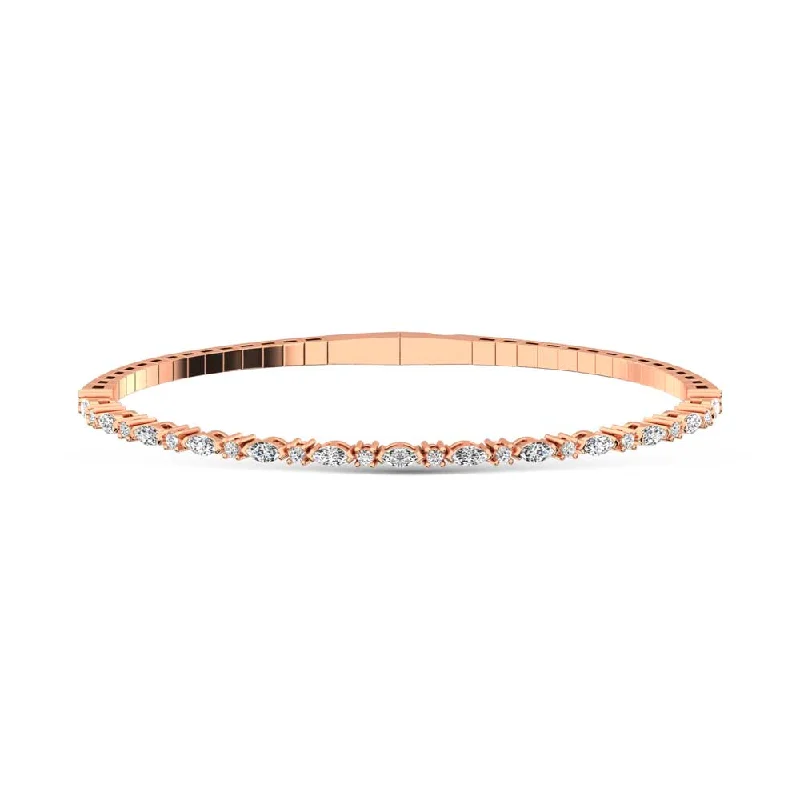 Bangles For Special Occasions-14K Rose Gold Lab Grown Diamond 1 1/3 Ct.Tw. Marquise and Round Shape Bangle