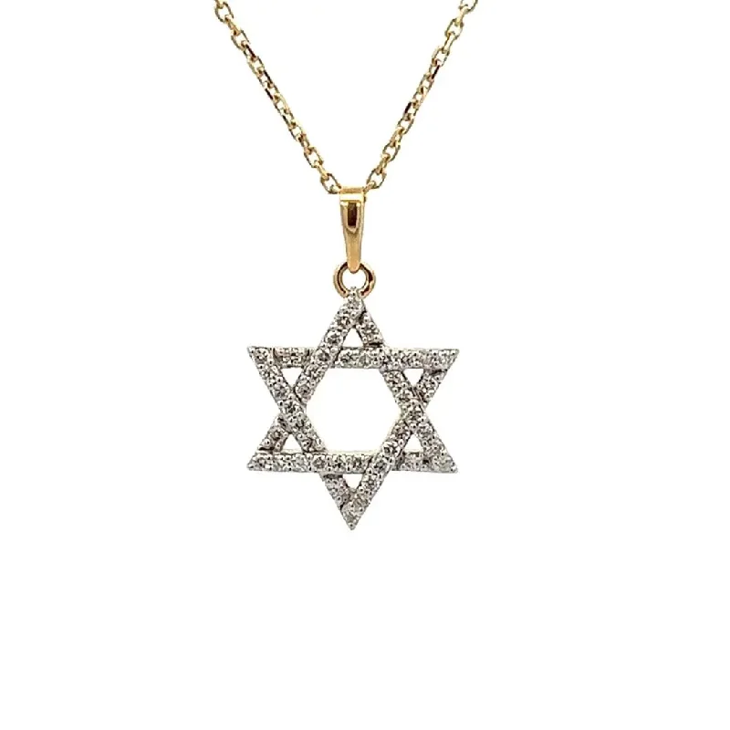 Simple Pearl Necklaces For Everyday Wear-Yellow Gold Diamond Star of David Necklace