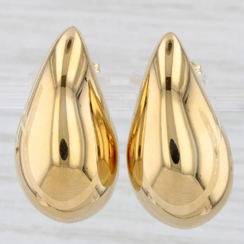 Sleek Silver Earrings For Daily Wear-Large Teardrop Paisley Earrings 14k Yellow Gold Resin Milor Italy Statement