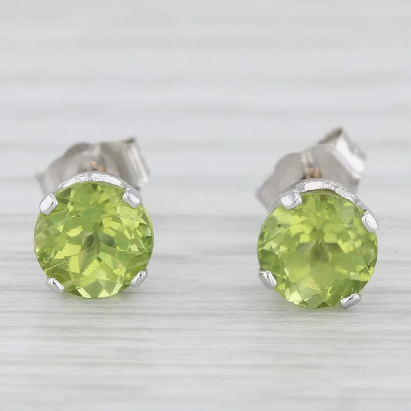 Cute Stud Earrings For Kids-2ctw Peridot Solitaire Stud Earrings 14k White Gold August Birthstone