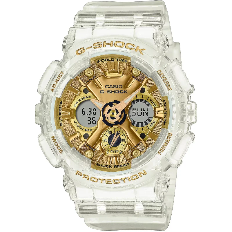 Watches For Baby Showers-Casio Women's Watch - G-Shock Alarm White Resin Strap Analog-Digital | GMAS120SG-7A