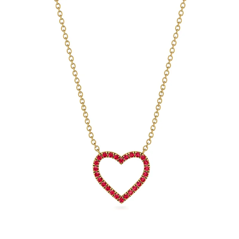 Elegant Bead Necklaces For Trendy Looks-Heart Shaped Ruby Necklace - Marie No. 10