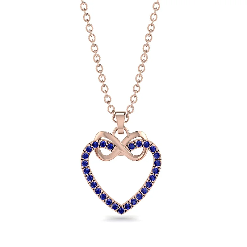 Boho Style Necklaces For Free Spirits-Infinity Heart Sapphire Necklace - Mollie No. 14