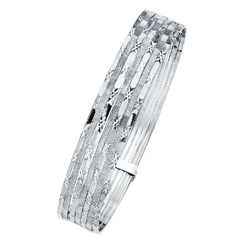 Bangles With Starry Designs-14K WHITE GOLD 7DAYS BANGLE