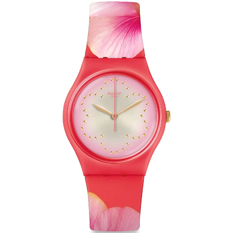 Watches With Minimalist Design-Swatch Women's Watch - Fiore Di Maggio Quartz Pink Dial Silicone Rubber Strap | GZ321