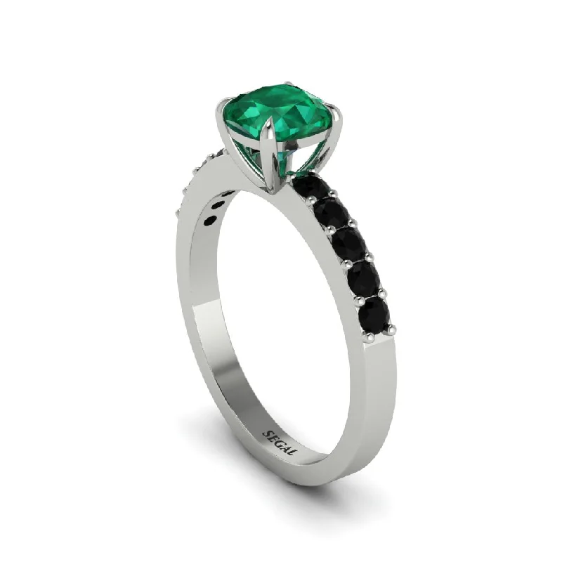 Bold Wedding Rings For Fashionistas-Cushion-Cut Emerald Classic Elegance Engagement Ring - Demi No. 36