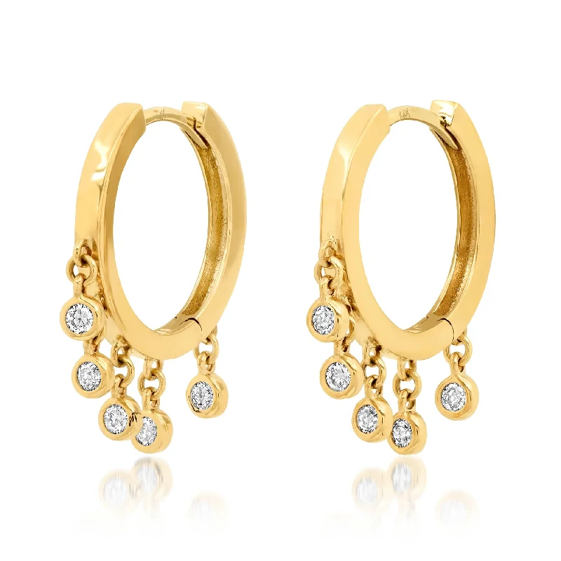 Sparkling Crystal Earrings For New Year-LITTLE DANGLE FLAT HOOP EARRINGS, GOLD