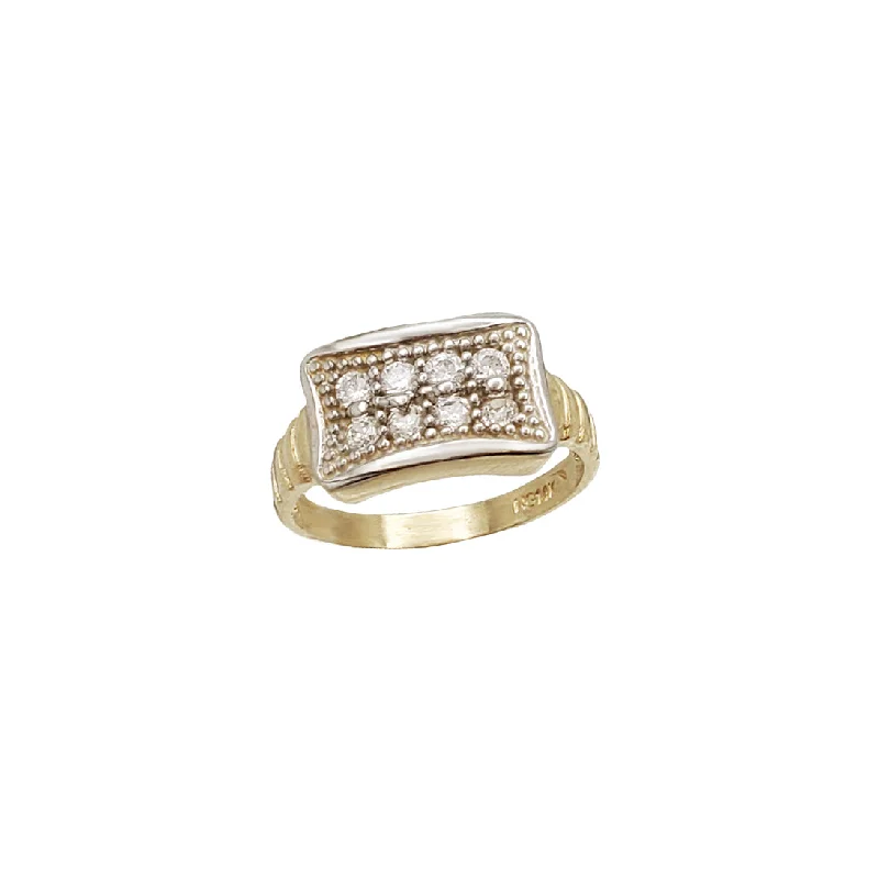 Classic Gold Cocktail Rings For Bold Glam-Zirconia Textured Baby-Sized Ring (14K)